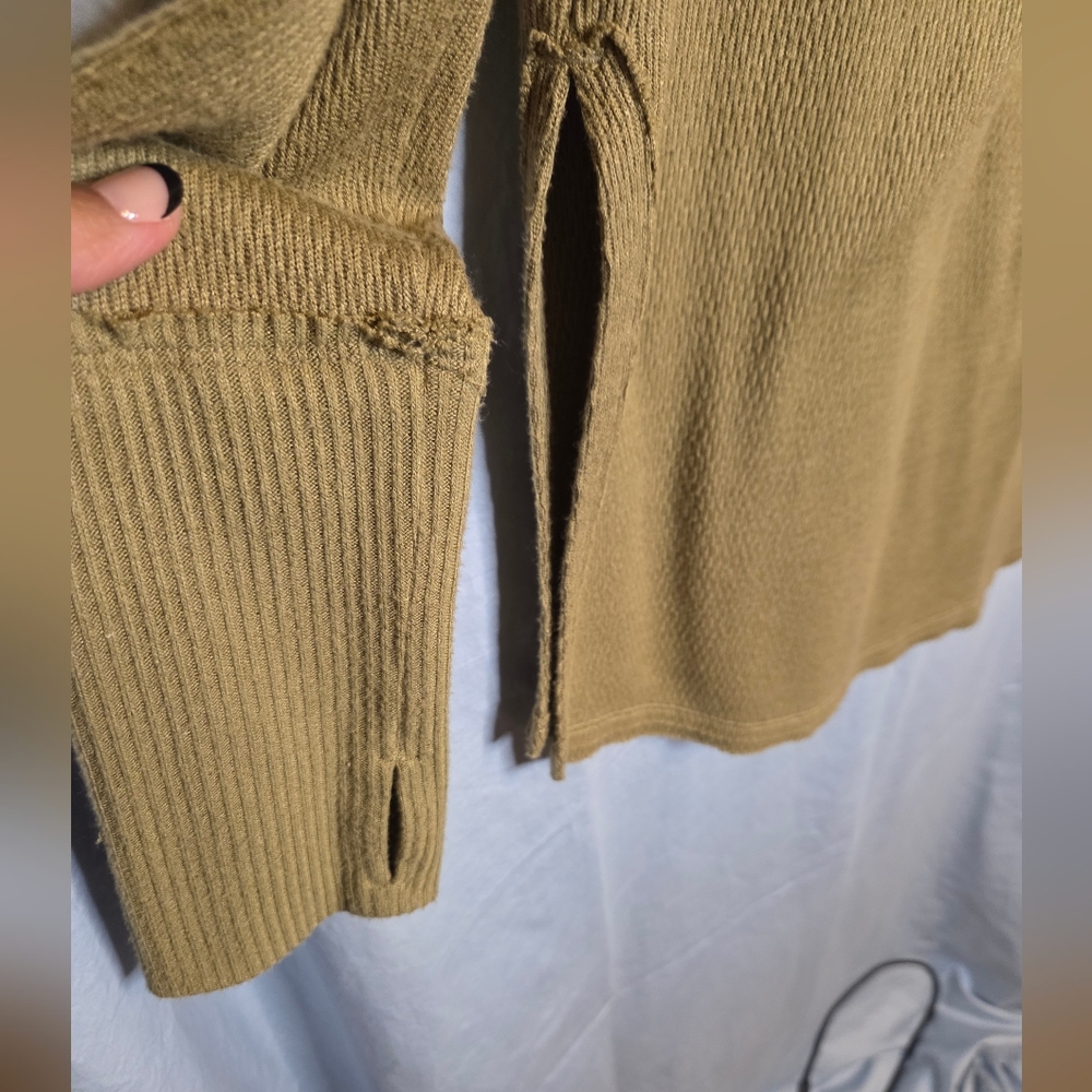 Free People Snowy Thermal Long Sleeve Top in Olive Green - Size L - Picture 5 of 7